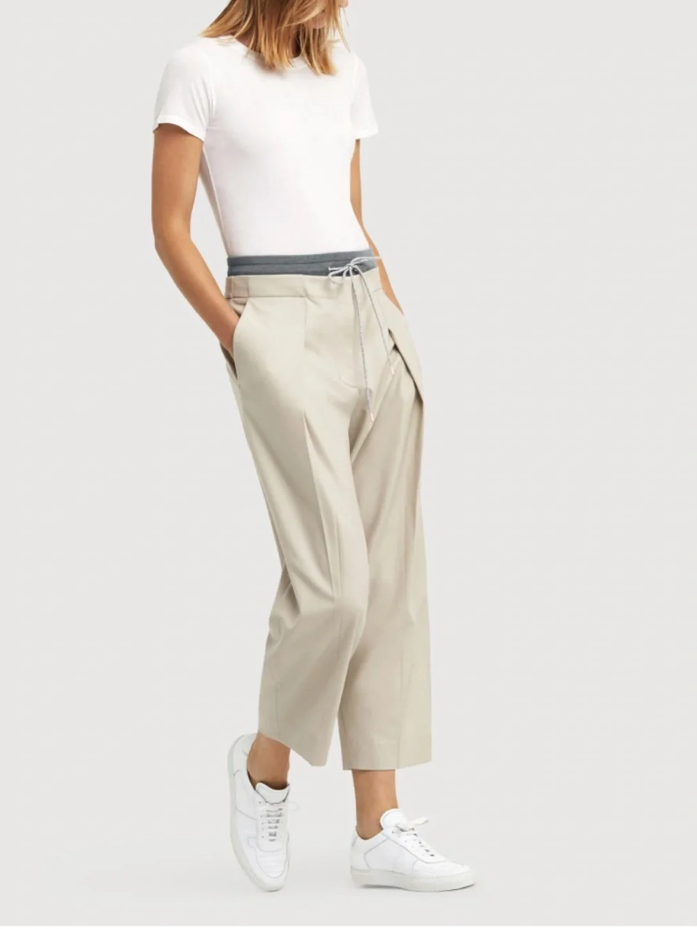 Kit And Ace Quick Drawstring Trouser West Coast Fit Tan Gray Size 4